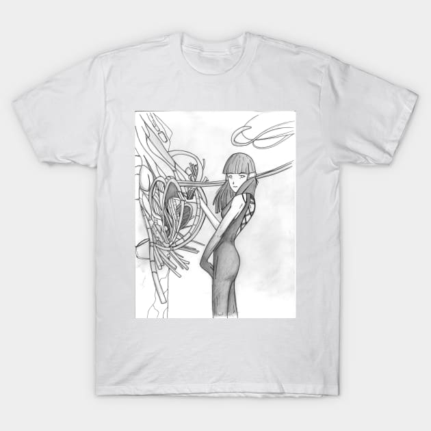 multiverse technical wizard goddess in sketch art wallpaper T-Shirt by jorge_lebeau